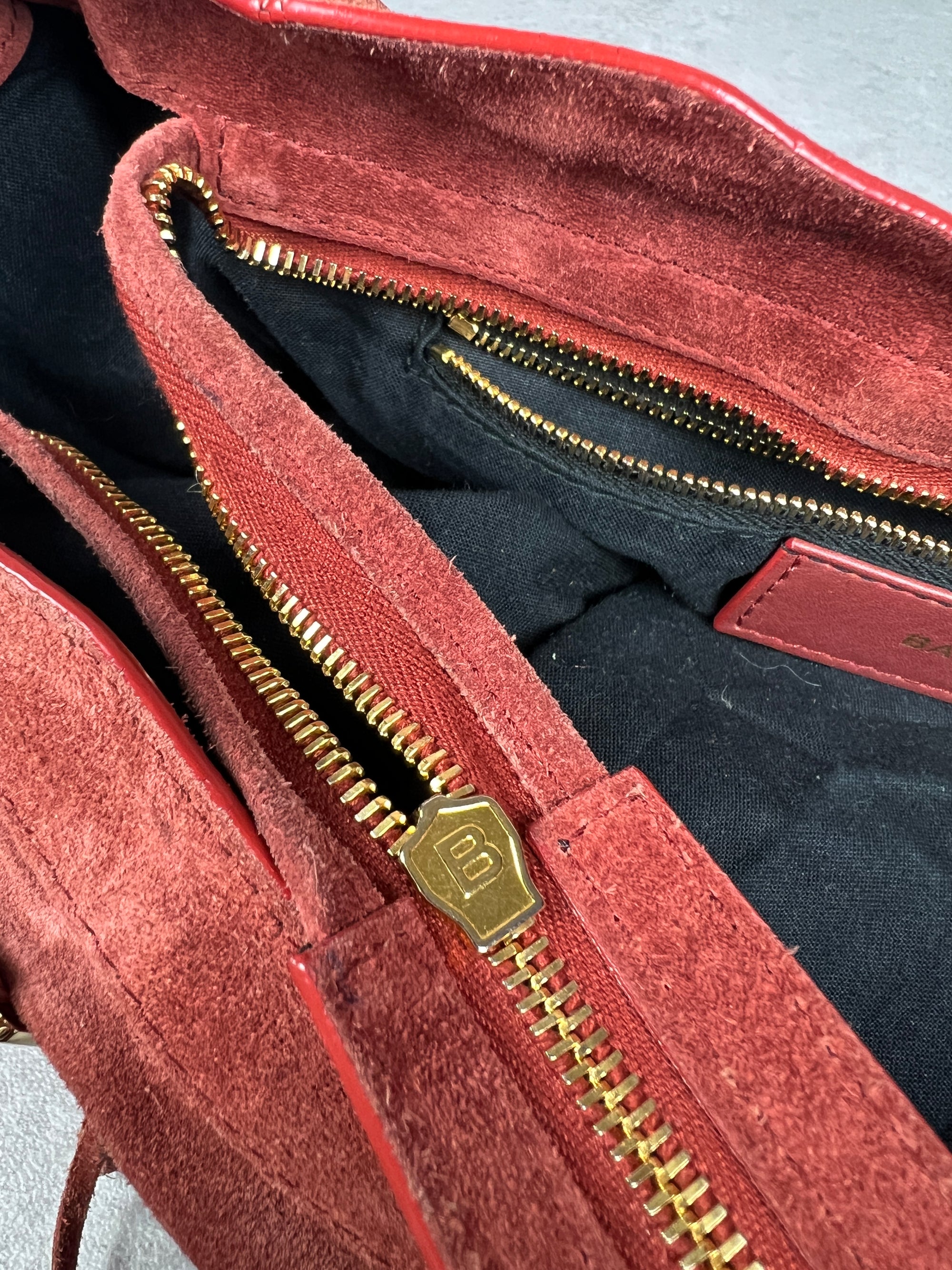 Balenciaga Suede City Red/ Gold