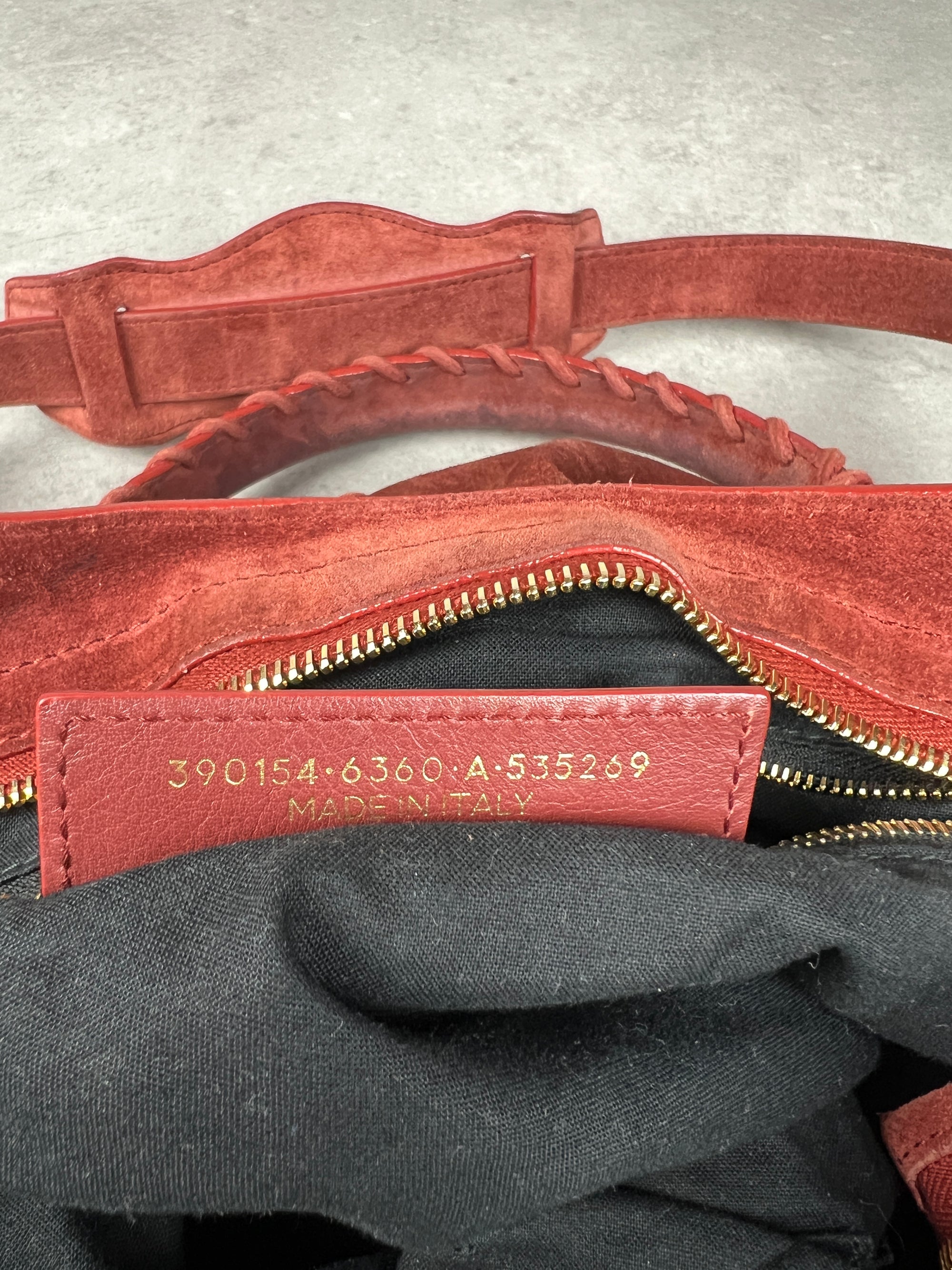 Balenciaga Suede City Red/ Gold