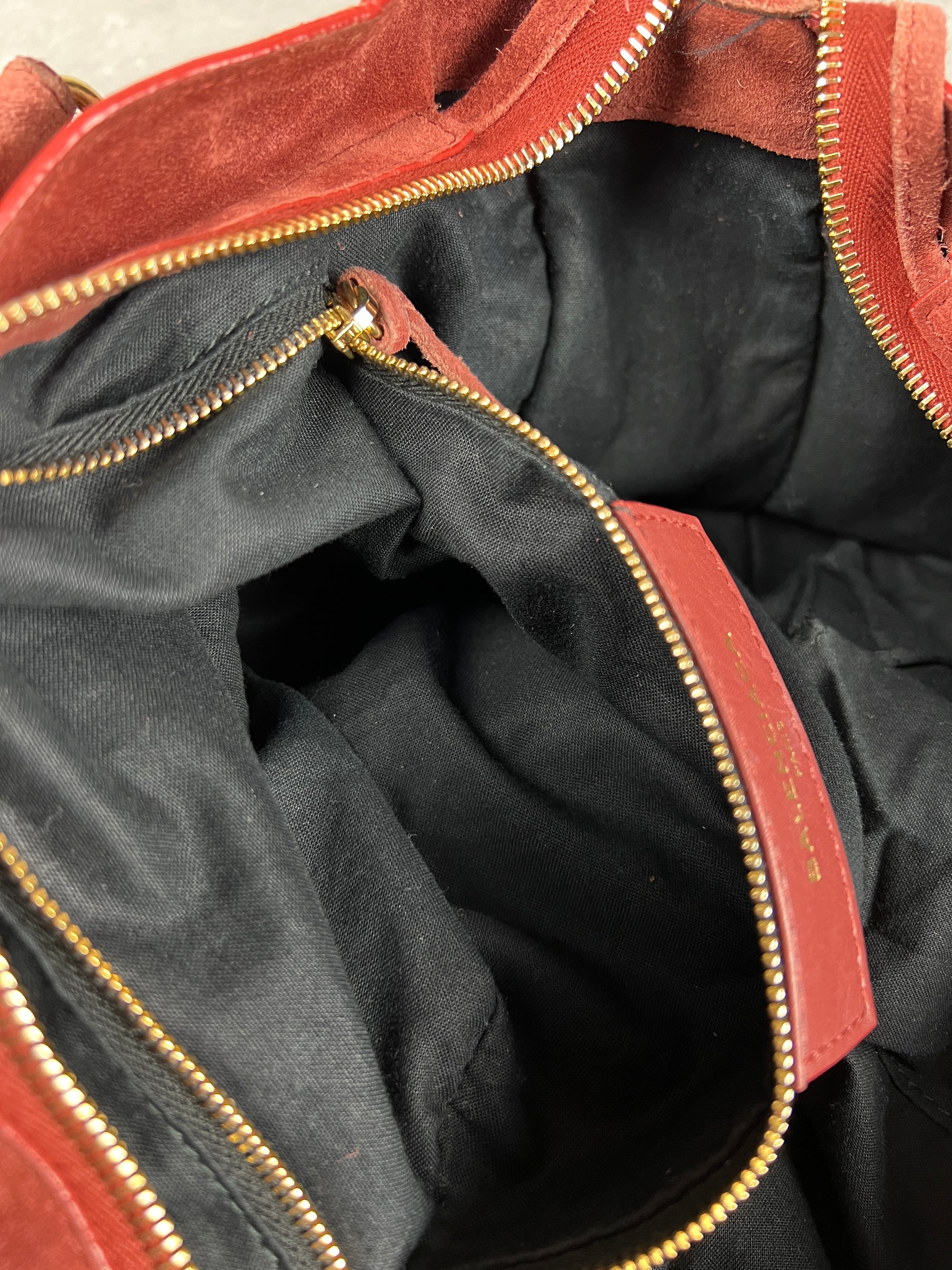 Balenciaga Suede City Red/ Gold