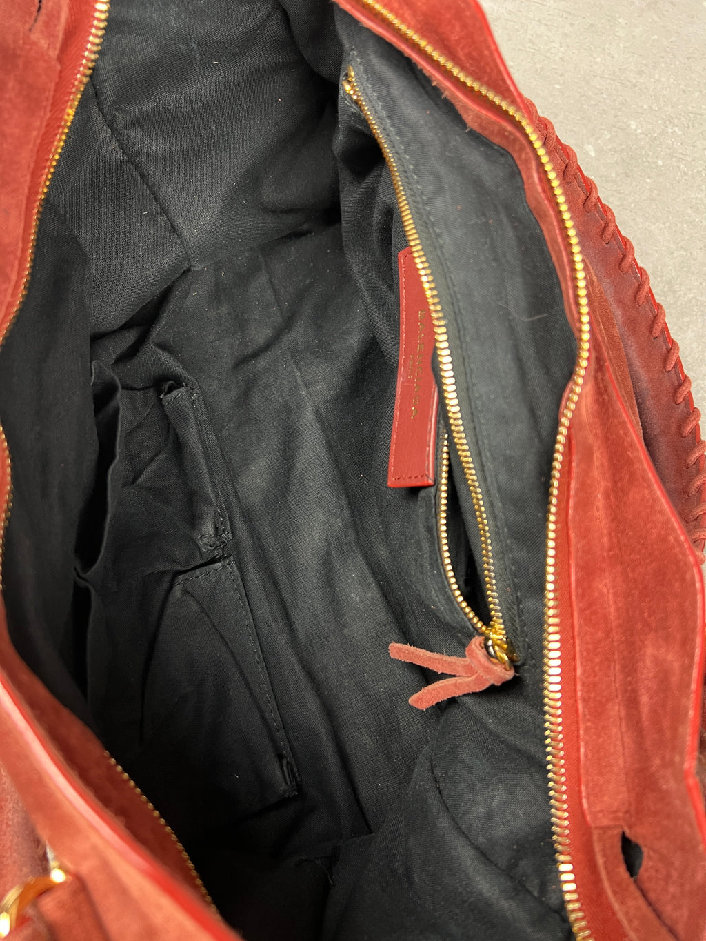 Balenciaga Suede City Red/ Gold