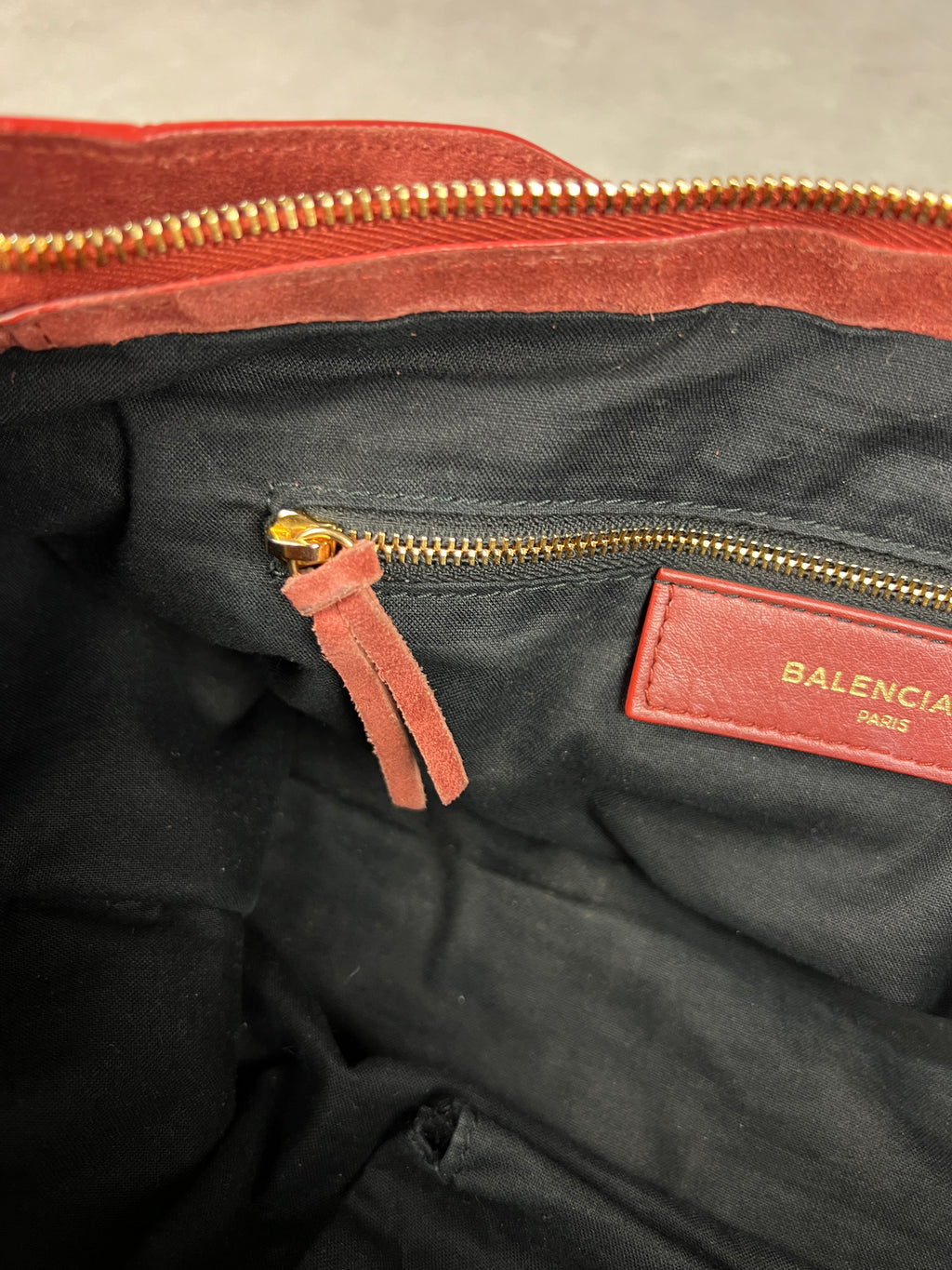 Balenciaga Suede City Red/ Gold
