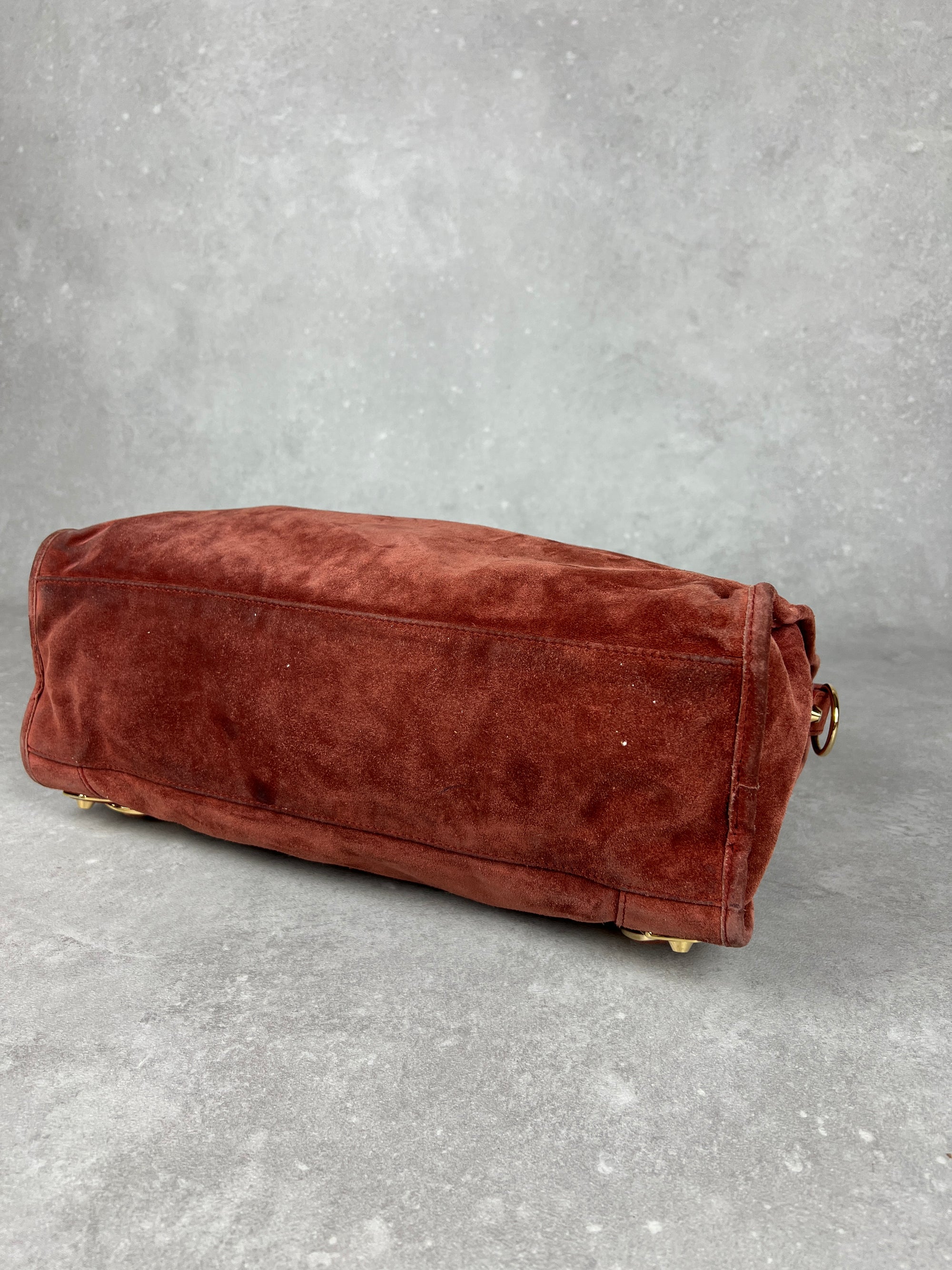 Balenciaga Suede City Red/ Gold